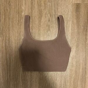 Aritzia Brown Sleeveless Fitted Crop Tank Top